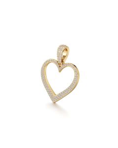 Classic Gold Open Heart Pendant With Natural Diamonds